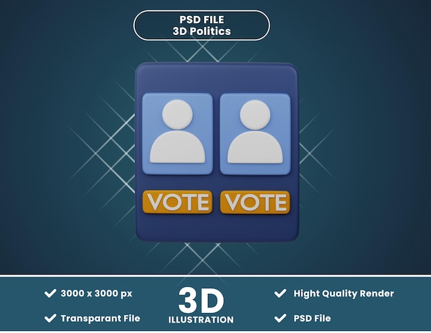 PSD 3d icon illustration voting