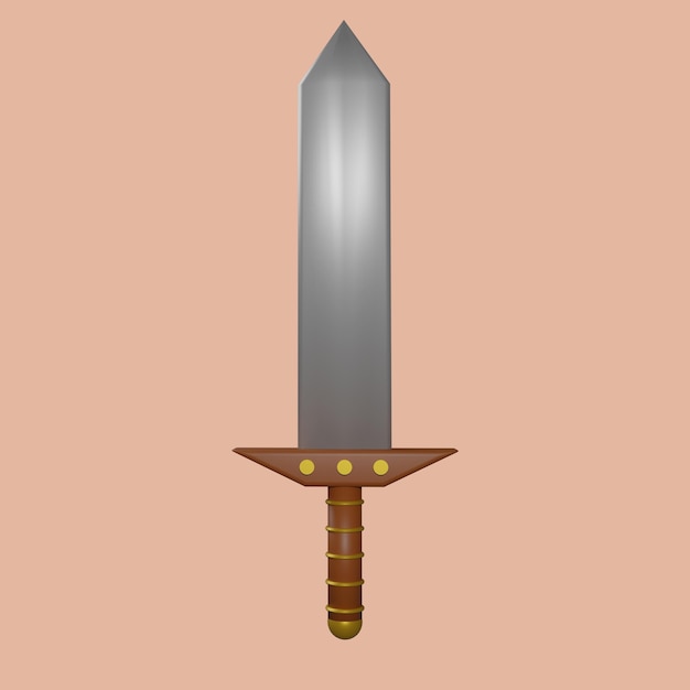 3d icon illustration of war sword