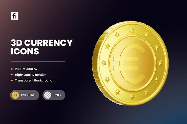 PSD 3d icon illustrations euro currency