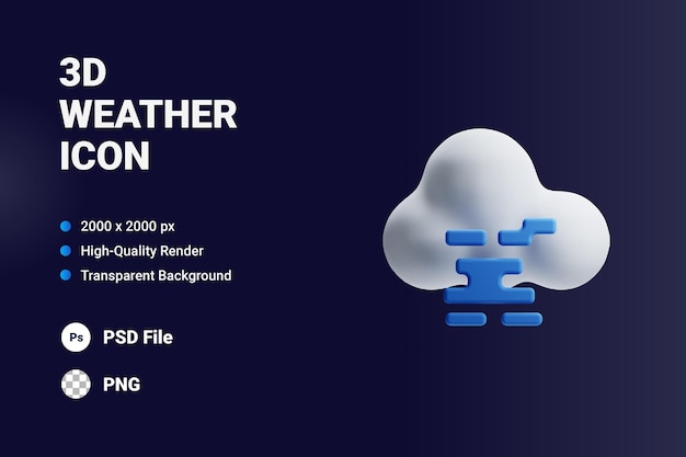 3D Icon Illustrations Fog Cloud Weather