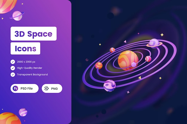 3D Icon Illustrations Galaxy Space Star