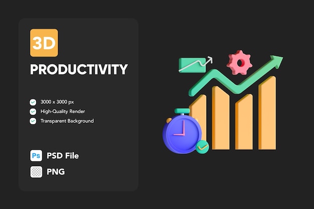 3D Icon Illustrations Productivity Chart Analytics