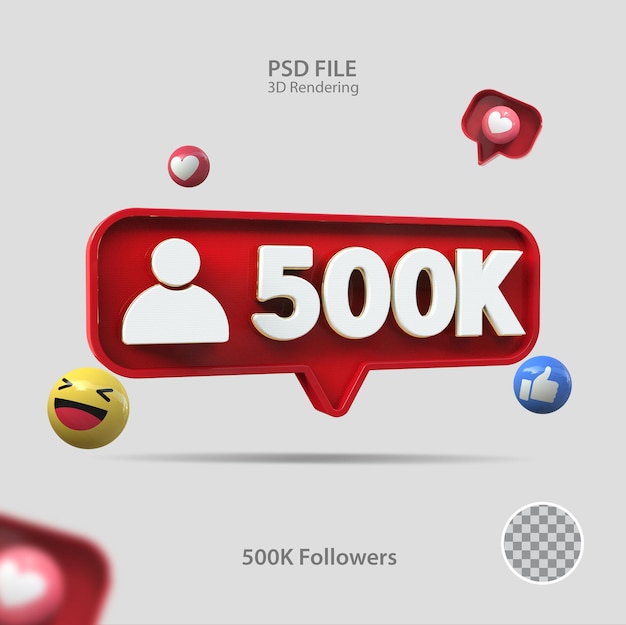 PSD 3d icon instagram 500k followers render