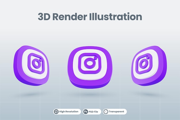 3d icon instagram social media logo isolated render