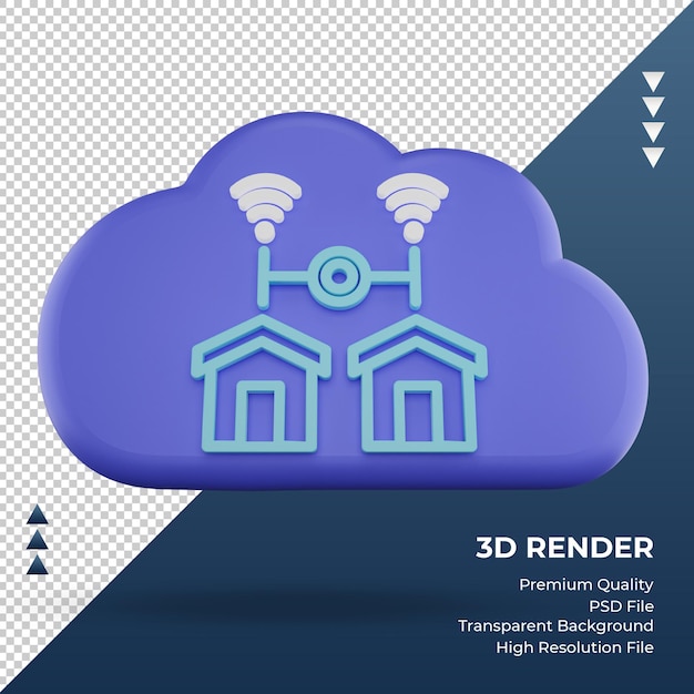 PSD 3d icon internet cloud home network sign rendering front view