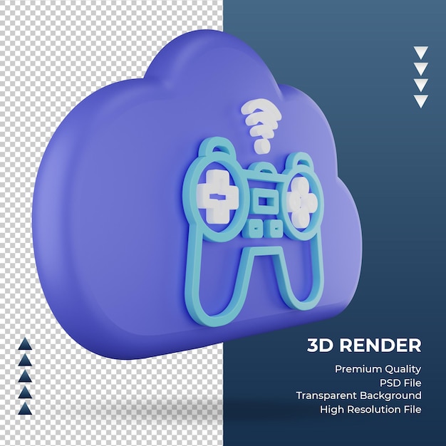 3d icon internet cloud Joystick sign rendering left view