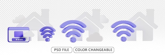 3D Icon internet with wifi illustration sign connection symbol