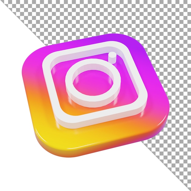 3d icon logo instagram minimalist isometric