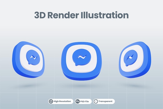 3d icon Messenger social media logo isolated render