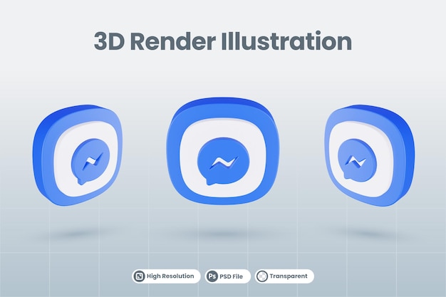 3d icon Messenger social media logo isolated render