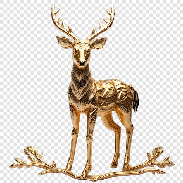 3d icon metalic gold deer