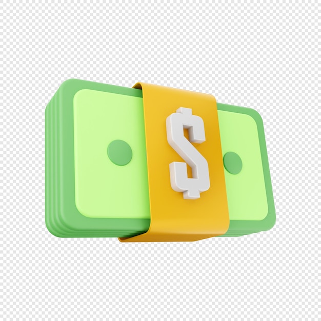 3d icon money bundle cash dollar illustration rendering