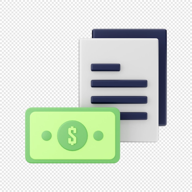 PSD 3d icon money cash dollar payment contract illustration rendering