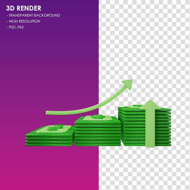 PSD 3d icon money growth