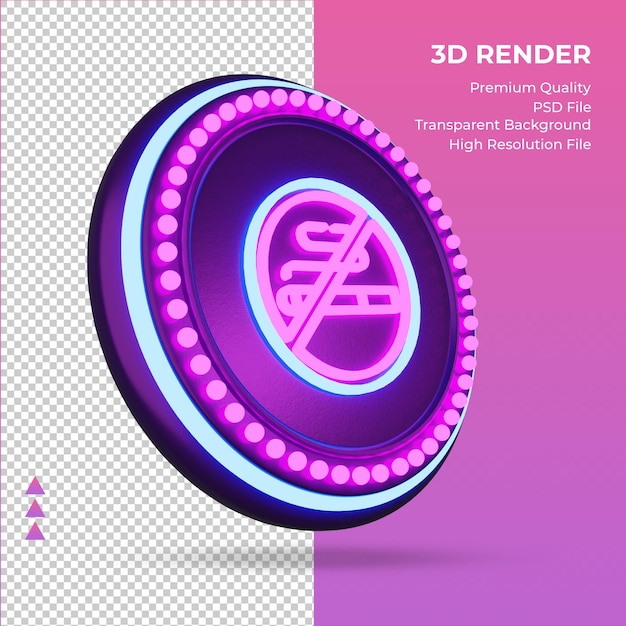 3d icon No Smoking hotel neon sign rendering left view