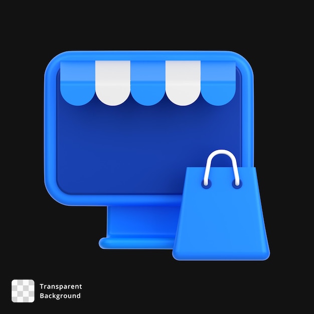 3d icon of a online shopping with pc