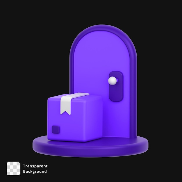 3d icon of a package at the door