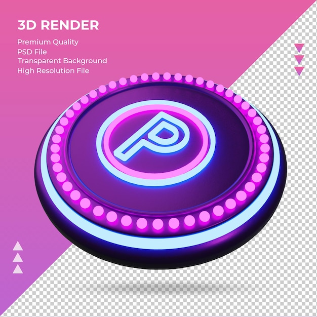 3d icon Parking Sign hotel neon sign rendering right view