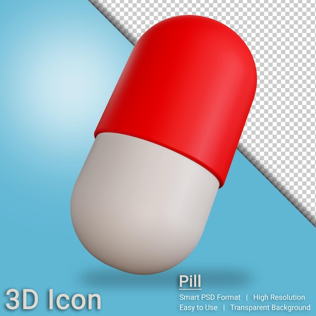 3D Icon Pills Capsule Medicine with Transparent Background