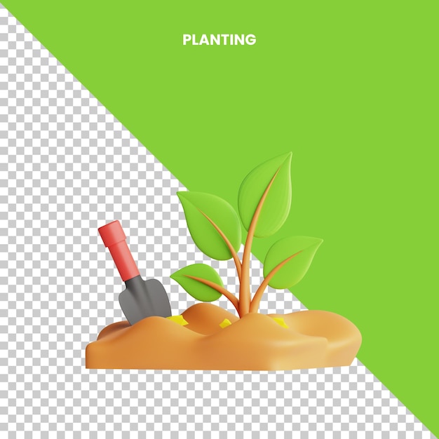 3d Icon Planting Isolated on the Transparent Background