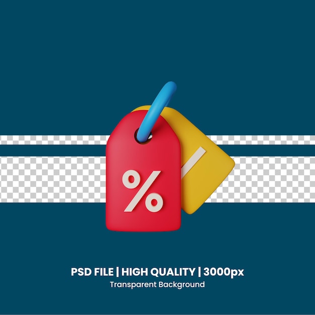 PSD 3d icon price tag isolated on the transparent background