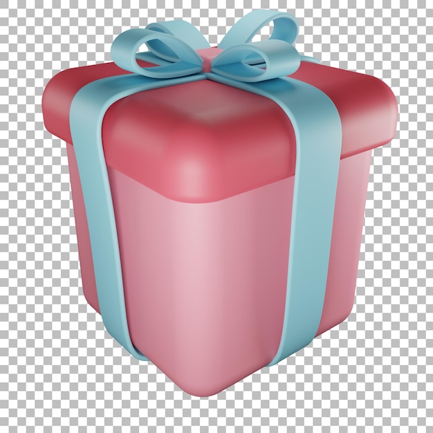 3d icon red gift box with transparent background