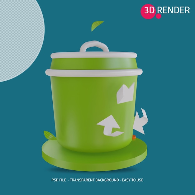 3d icon render organic trash can