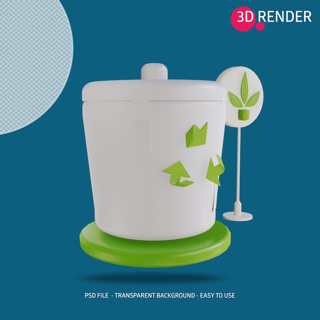 3d icon render organic trash can