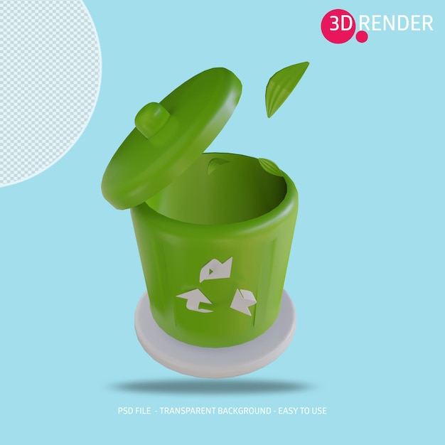 3d icon render organic trash can