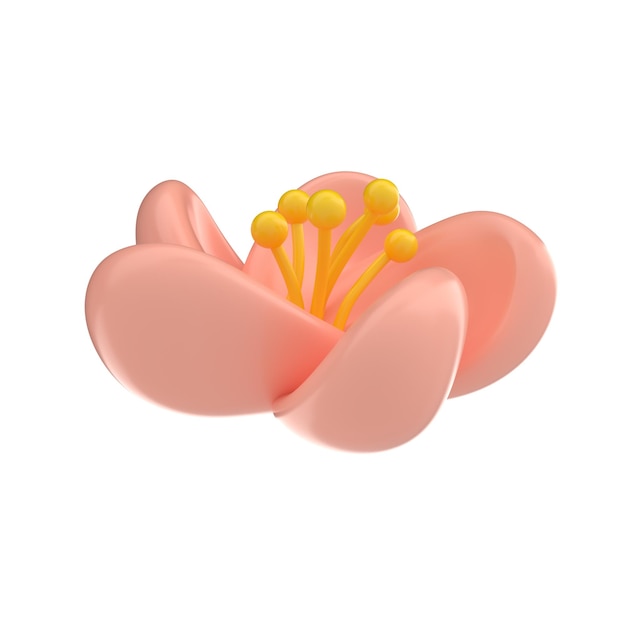 3D icon render spring Cherry Blossom Sakura illustration Simple and cute petal isolated