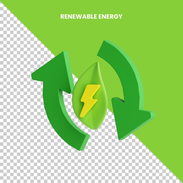 3d Icon Renewable Energy Isolated on the Transparent Background