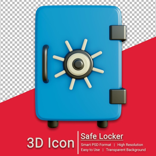 3d Icon Safe Locker Render with Transparent Background