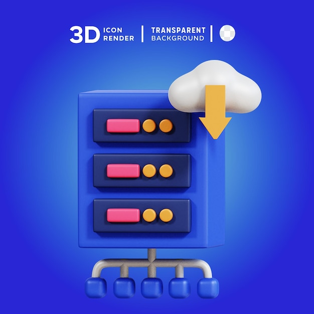 3D icon server data download Illustration