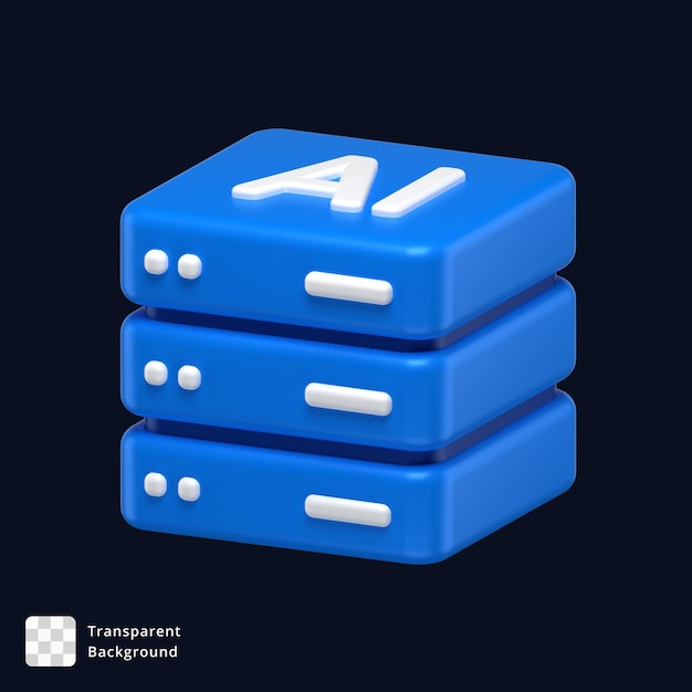 PSD 3d icon of a server with ai engraving