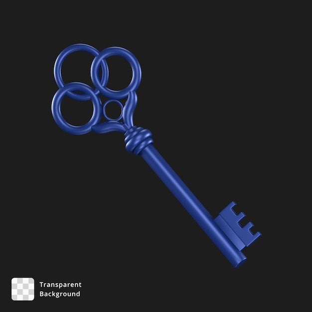 PSD 3d icon of an special blue key