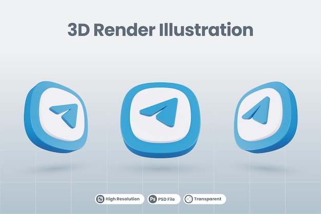 3d icon telegram social media logo isolated render