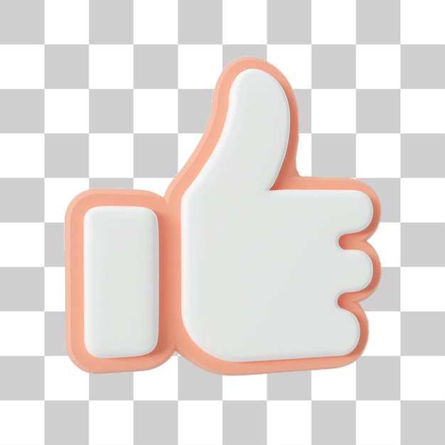 3D icon of a thumbs up png on transparent background