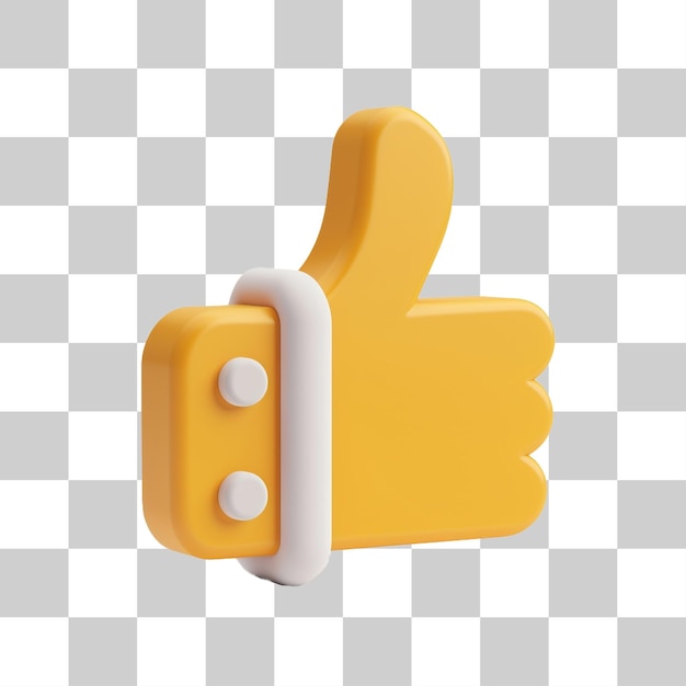 3D icon of a thumbs up png on transparent background