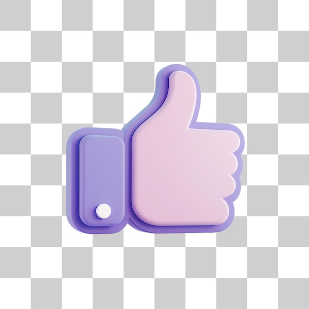 3D icon of a thumbs up png on transparent background