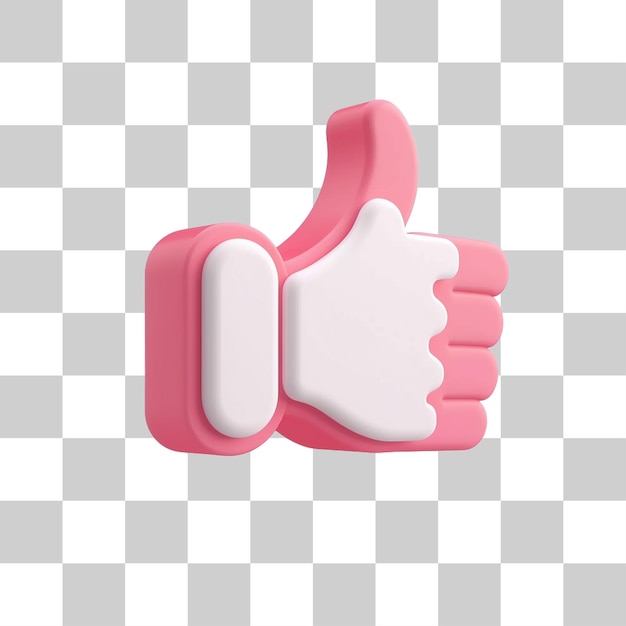 3D icon of a thumbs up png on transparent background