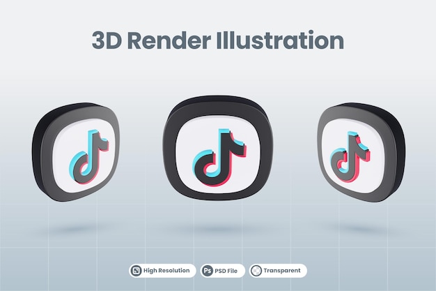 3d icon tiktok social media logo isolated render