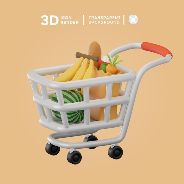 3D icon trolly grocery Illustration