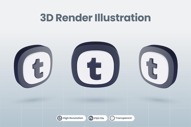 3d icon tumblr social media logo isolated render