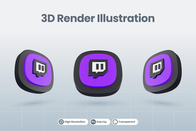 3d icon Twitch social media logo isolated render