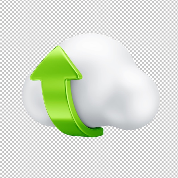 3d icon of upload cloud with arrows and transparent background