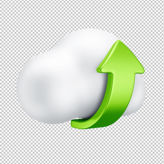 3d icon of upload cloud with arrows and transparent background