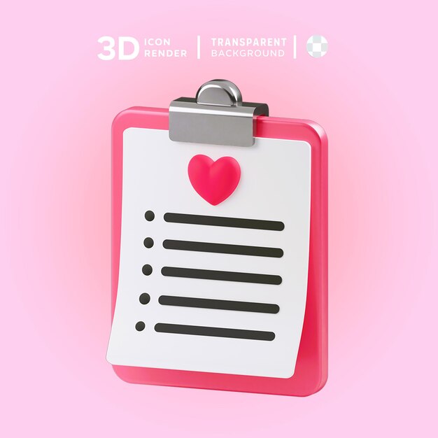 3D icon valentine wedding list Illustration