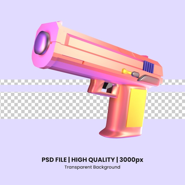 3D icon video games console gun rendered isolated on the transparent background