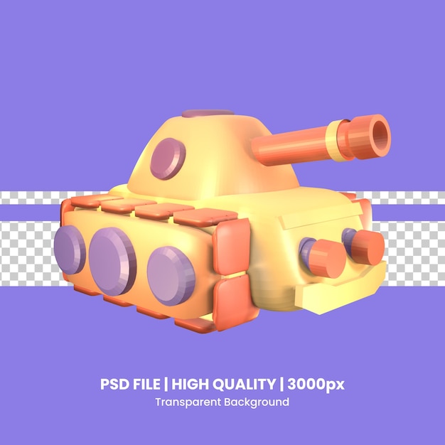 3D icon video games wood tank rendered isolated on the transparent background