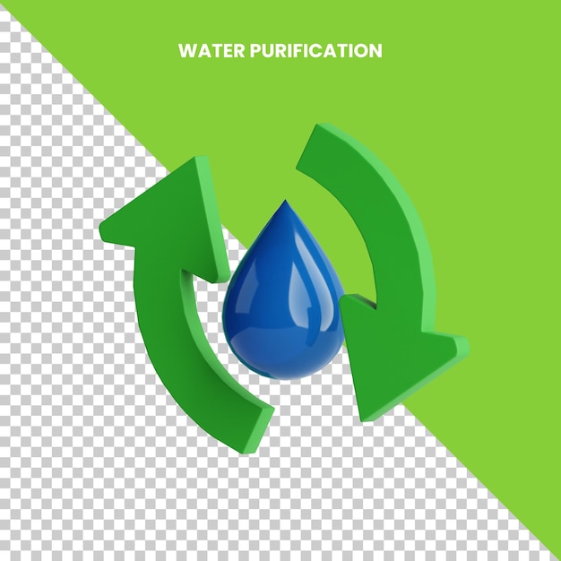 3d Icon Water Purification Isolated on the Transparent Background